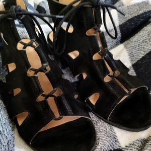 Black Block Heel Lace Up